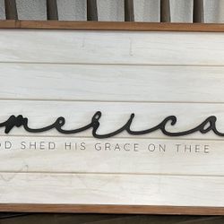 “ America”  Wood framed verse 