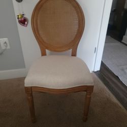Oval Cane Back Linen Chair