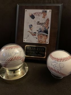 Autographed baseballs and plaque