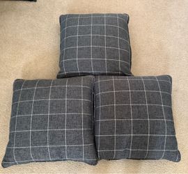Set of 3 Drk Grey/Black Pillow/Cushions