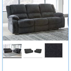 Blue Couch With Recliners On Both Ends