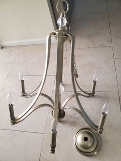Satin finish 6 lights 2 clear balls hanging chandelier like new