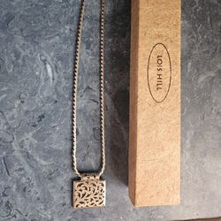 Lois Hill Rectangular Baroque Swirl Sterling Silver Pendant 