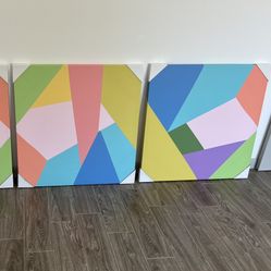 2 framed printed canvas