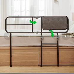 Folding Bed Assist Rail For Elderly Adults - Fall Prevention Bed Cane With Adjustable Height