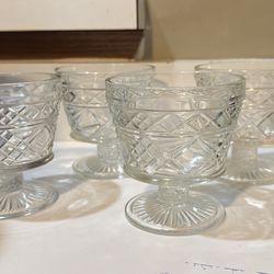 Vintage 4pc Hazel Atlas Big Top Sherbet Footed Cups