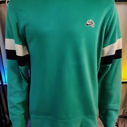 Nike SB Men’s L Green Crewneck Sweatshirt Navy White Stripe Logo