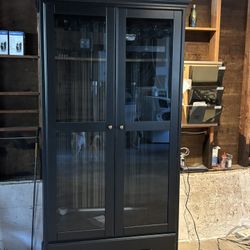 Wood Wardrobe Armoire Cabinet with Glass Doors