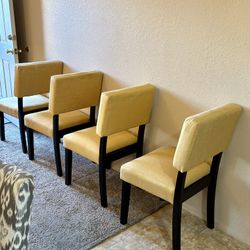 Set of 4 Yellow Upholstered Chairs