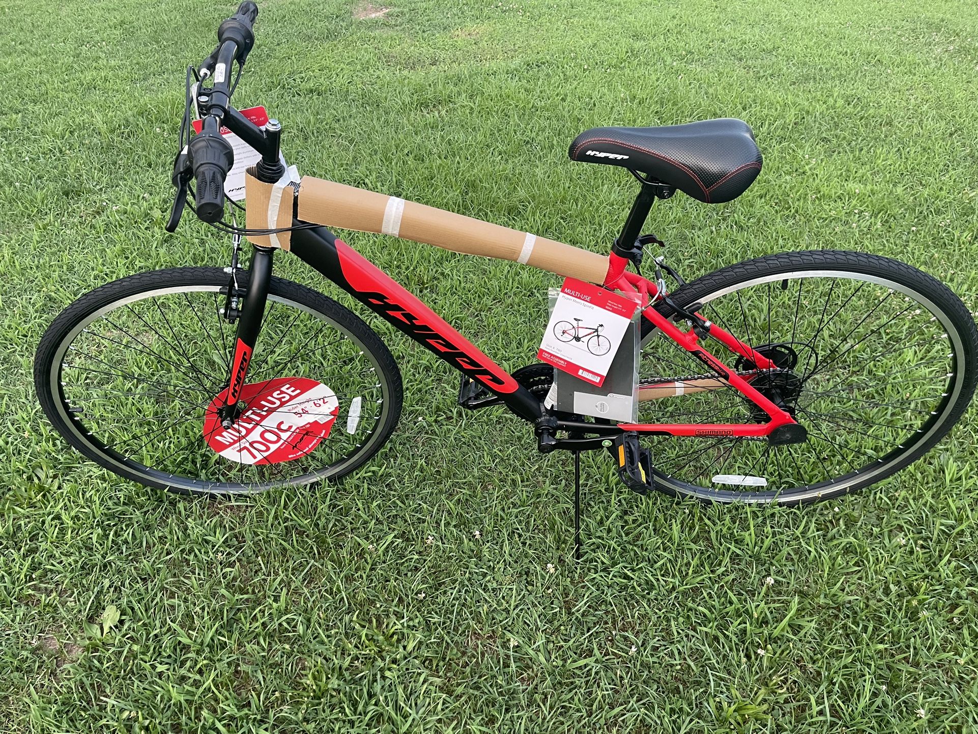 Brand new-model 2025-700c Hyper SpinFit Hybrid Bike, Red-21 speed - aluminum frame