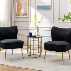 Pair of suede chairs with gold legs 