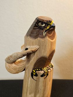 Mid-Century 1970s Japanese Sasano Bori Carving Wood Hawk "Otaka Poppo" Signed by Master Taiho - $79 OBO