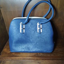 Charming Charlie Handbag Women Blue Faux Leather Satchel LIned Purse