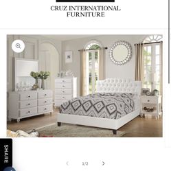 New White Queen Bedroom Set 5 Pieces 