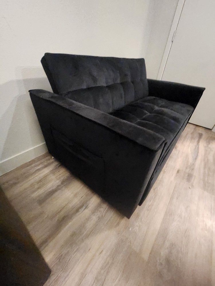 Simplie Fun Modern Velvet Loveseat Sofa Couch Pull Out Bed