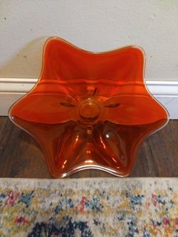 Epic  Viking glassware persimmon six petal console Bowl