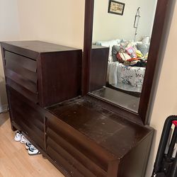 Dresser with mirror and chest