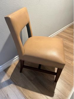 Beige leather chairs 6 pc set
