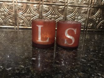 Antique style candle cup holder with Letter “L” & “S”