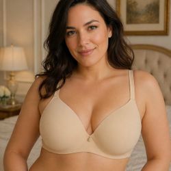 NWT MONTELLE Wirefree Tshirt Bra #9317 Nude Beige 40D Convertible Straps