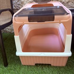 Cat Covered Litter Box With 2 Entrances 