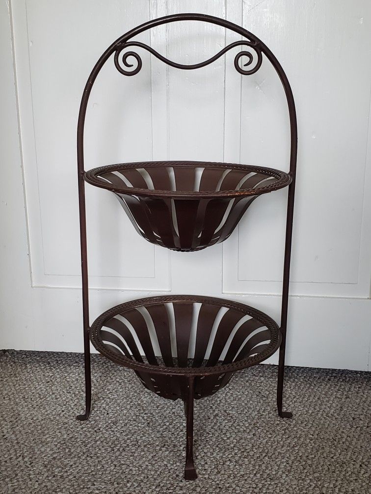 Two Basket Fruit and Vegetable Stand Free Standing Holder
