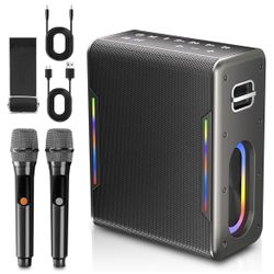 Karaoke Machine with Two Wireless Microphones