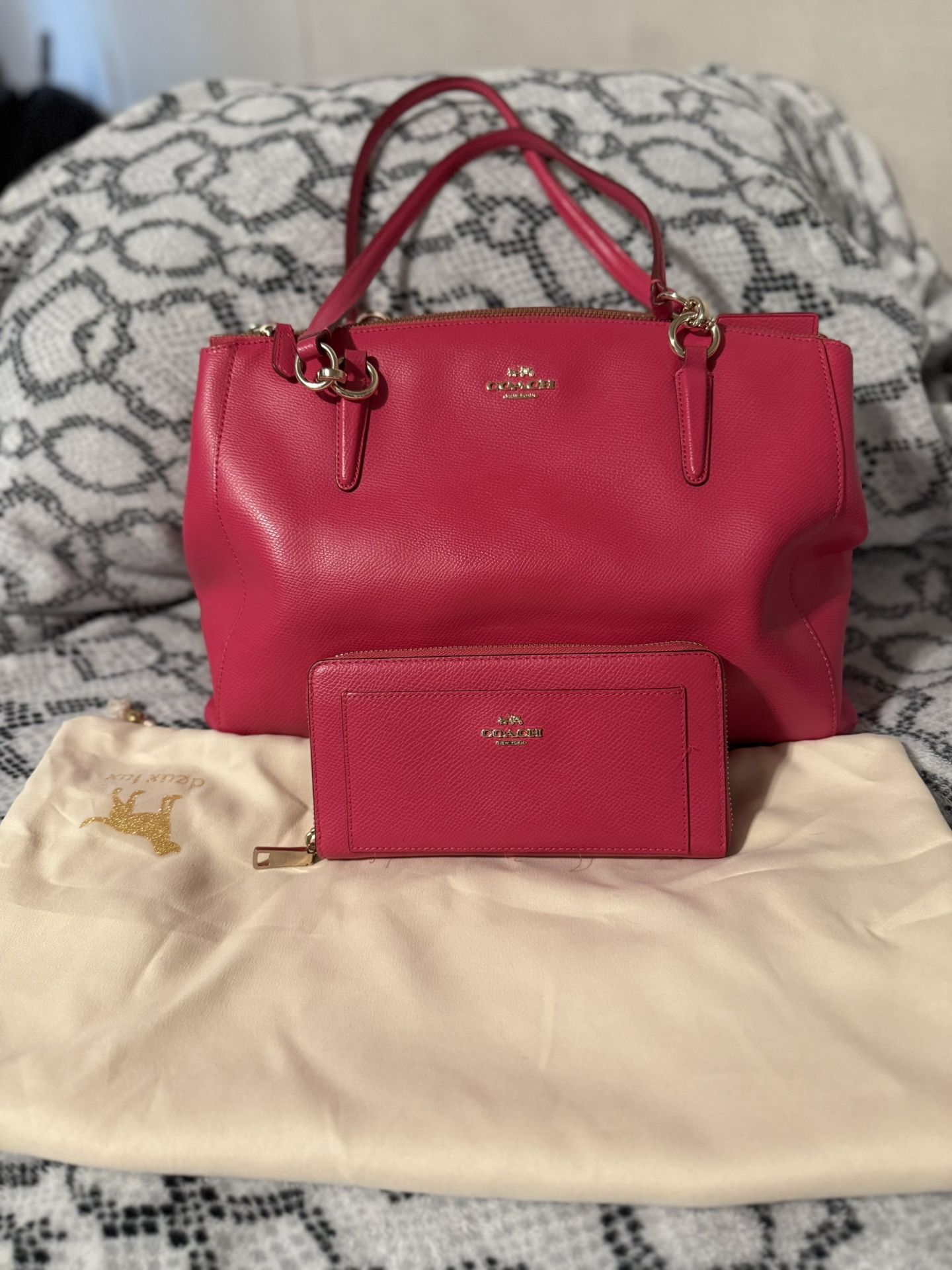 ❤️ Coach Prairie Satchel + Wallet Set in Raspberry Red