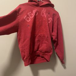 Sp5der Worldwide Red Angel Number 555 Hoodie.