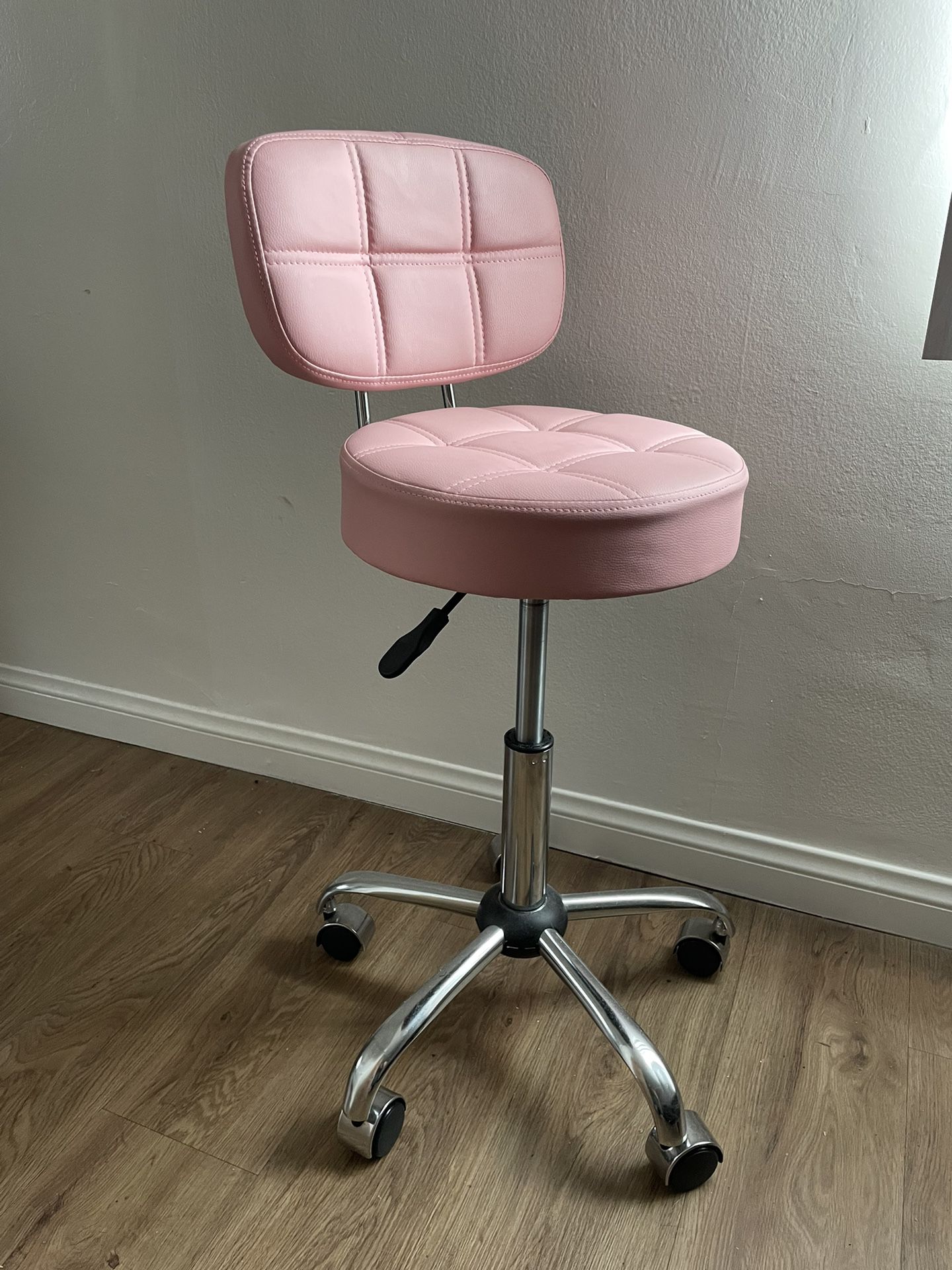 Pink Leather Like Rolling Chair 
