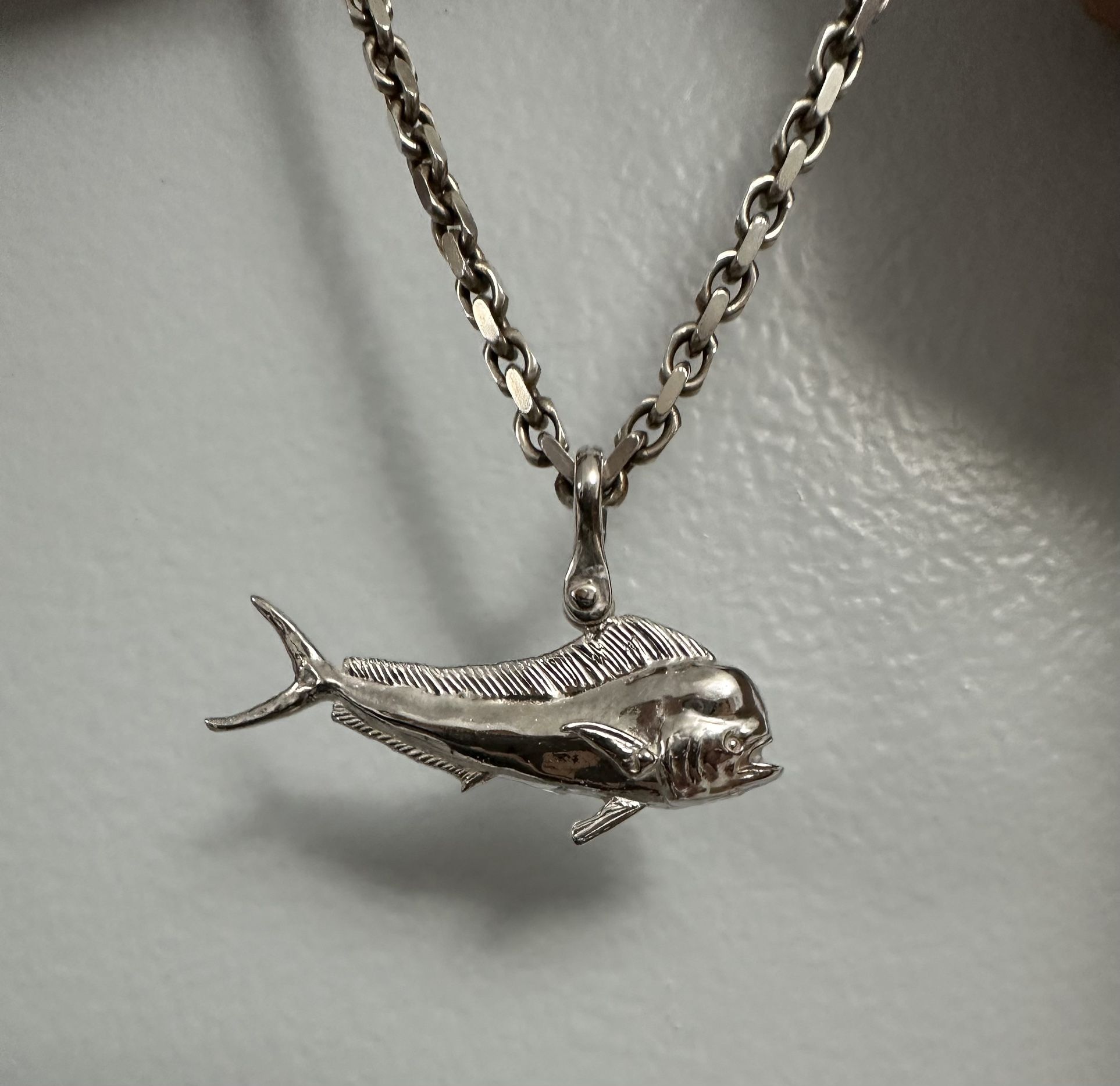 Silver Mahi Mahi Fish Pendant 925