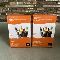 BRAND NEW 70 MULTI MINI LIGHTS BLACK WIRE 15.8 FT $5 EACH