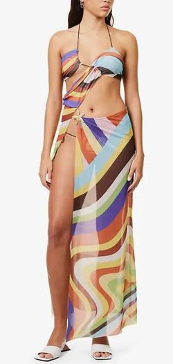 Rainbow Swirl Bikini Bottom & Matching Sheer Cover Up Dress Set – Size Small – NEW