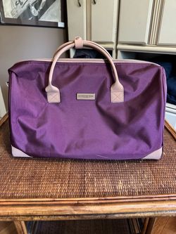 London Fog Purple Nylon Weekender Bag