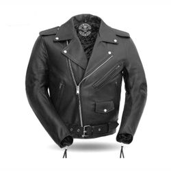 The Alley Chicago Men’s Leather Motorcycle Jacket L