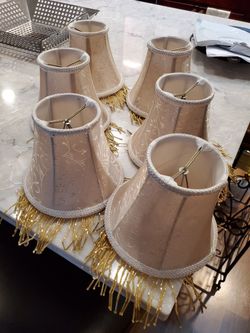6 lamp shades with trim On Bottom 