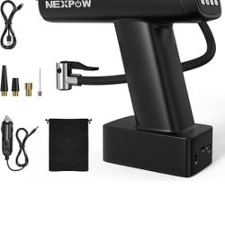  Auto Tire Inflator Portable Air Compressor, 160PSI Cordless Air Pump with 7500 mAh Battery, 12V DC Tire Pump with LED, Small Car Tire Inflator with D