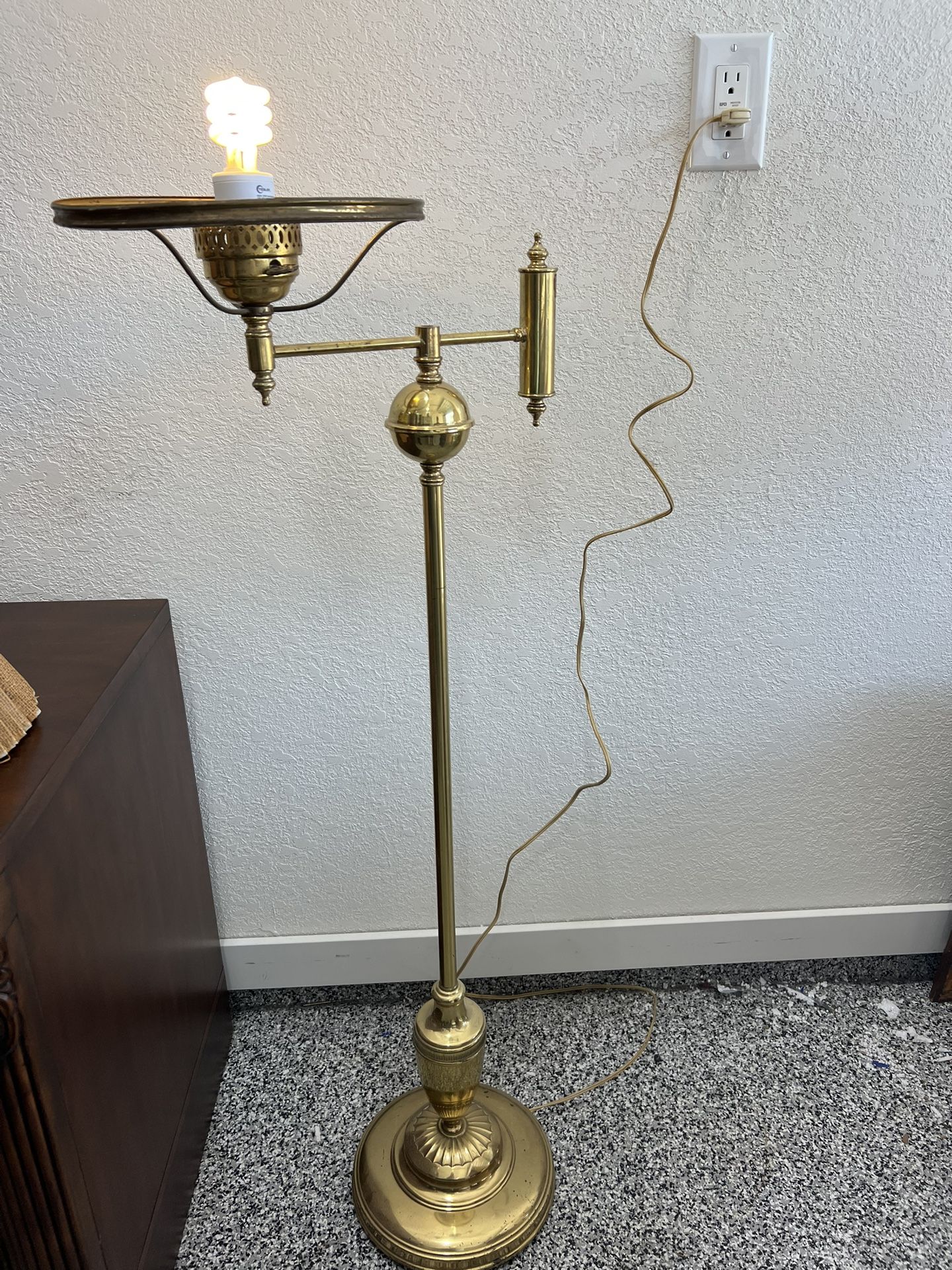 Mid Century Brass Swing and Extension Arm Floor Lamp