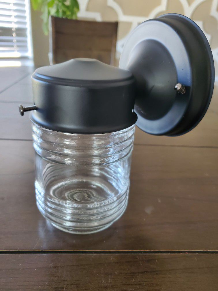 Jelly Jar Classic 1 Indoor/Outdoor Wall Light with Clear Ribbed Glass