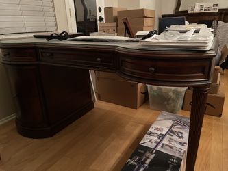 Bombay desk with glass on top