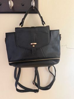Olivia Miller Black Faux Leather Convertible Backpack Handbag