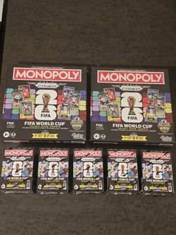 2x  2026 Prizm Monopoly FIFA World Cup Game Board + 5 Blaster Box! NEW SEALED! 