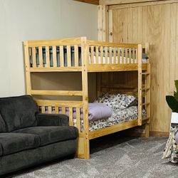 Wooden Bunk bed With mattress 