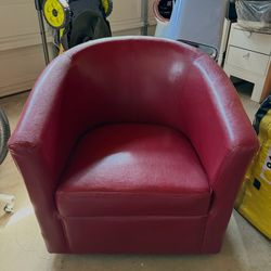Red Swivel Barrel Accent Chair | Round Tub Chair