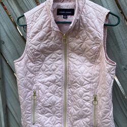 Star Quilted Pattern Vest - Gold Zippers- Women’s Size S 