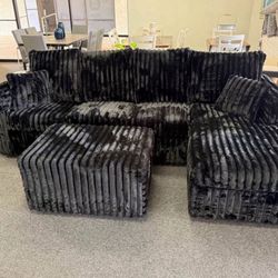 Black Sectional Couch With Ottoman
