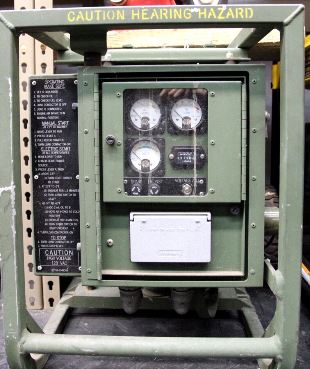 MEP531A Military Diesel Generator 2kW, 120 VAC, 16.7 AMPS - Green