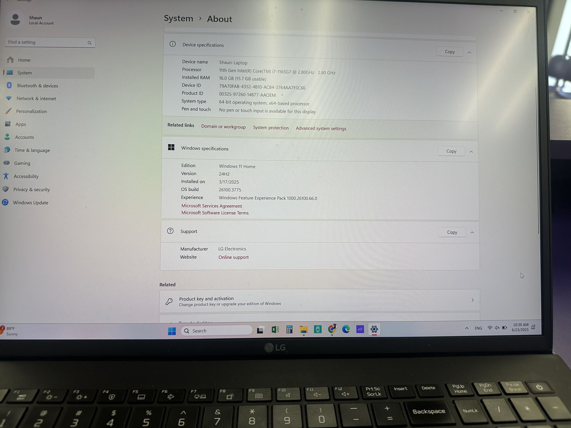 LG GRAM 17in laptop (i7, 16GB memory)