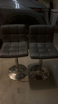 Set of 2 Grey Adjustable Bar Stools