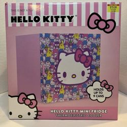 Hello Kitty Pink 9 Can Mini Fridge Thermoelectric Cooler  6. 7 Liter